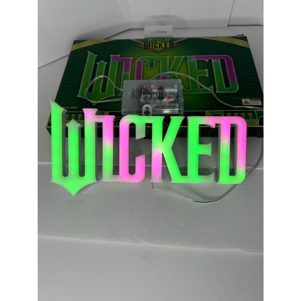 New Wicked Neon Wall Art Sign Green Purple